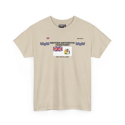 British Antarctic Territory flag t-shirt in Sand — premium cotton, Nordenatt