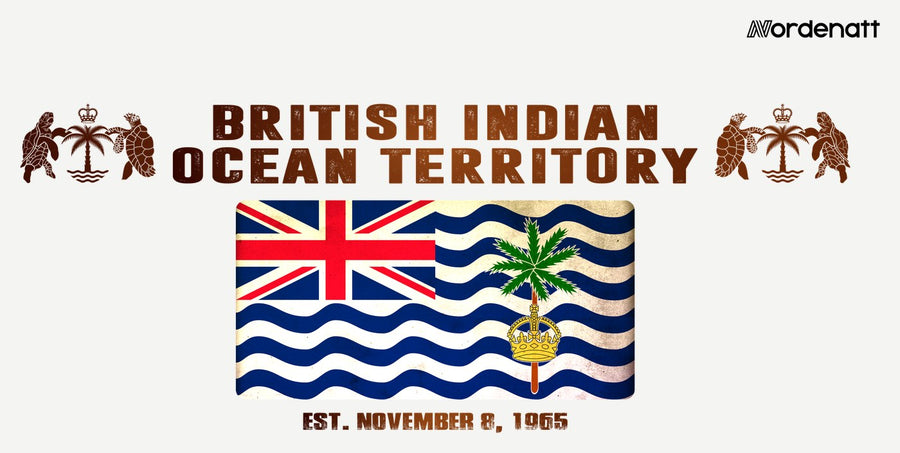 British Indian Ocean Territory design preview: flag, date and emblem inspiration printed on light t-shirts (Nordenatt)