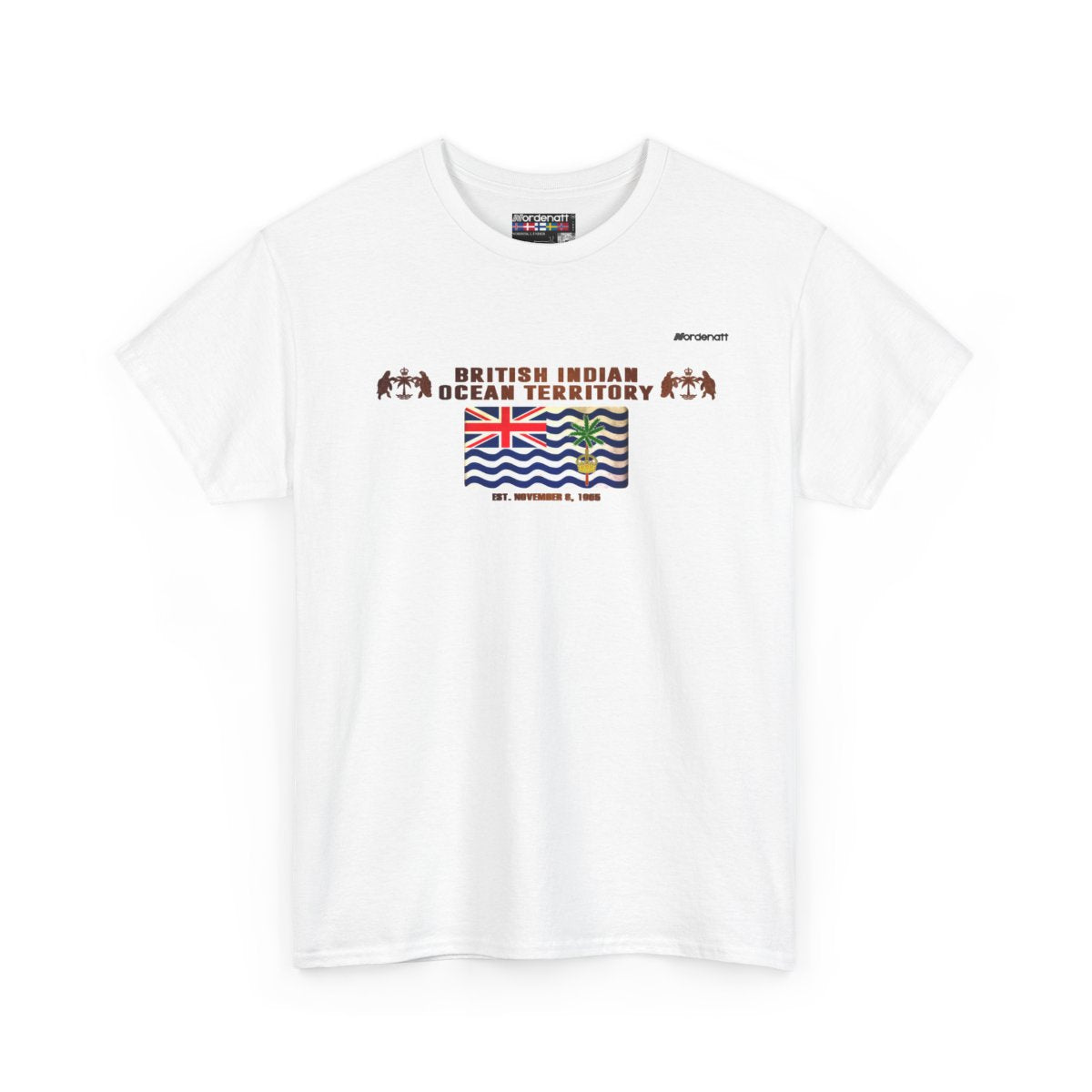 British Indian Ocean Territory flag t-shirt in White — premium cotton, Nordenatt