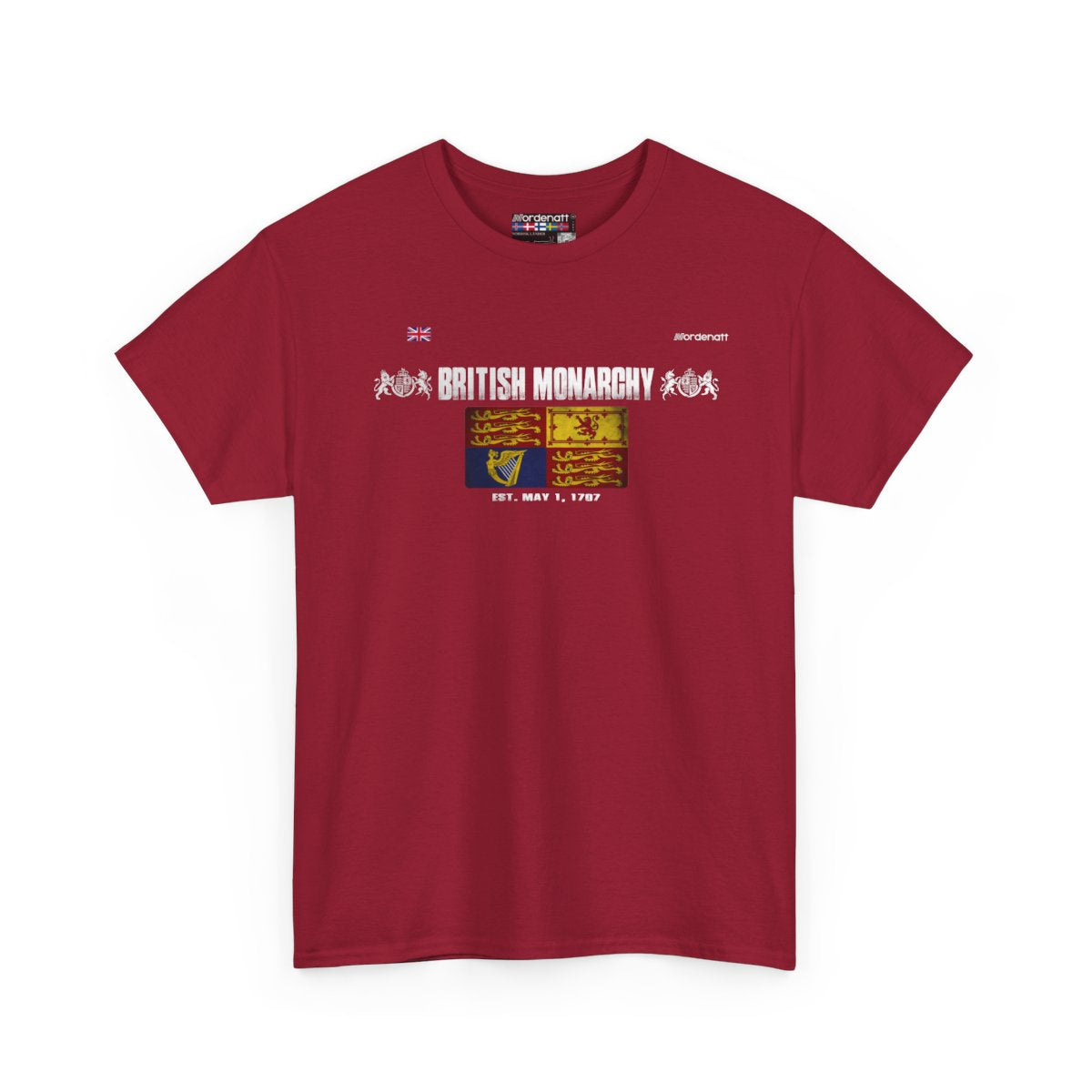 British Monarchy flag t-shirt in Cardinal Red — premium cotton, Nordenatt