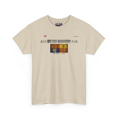 British Monarchy flag t-shirt in Sand — premium cotton, Nordenatt