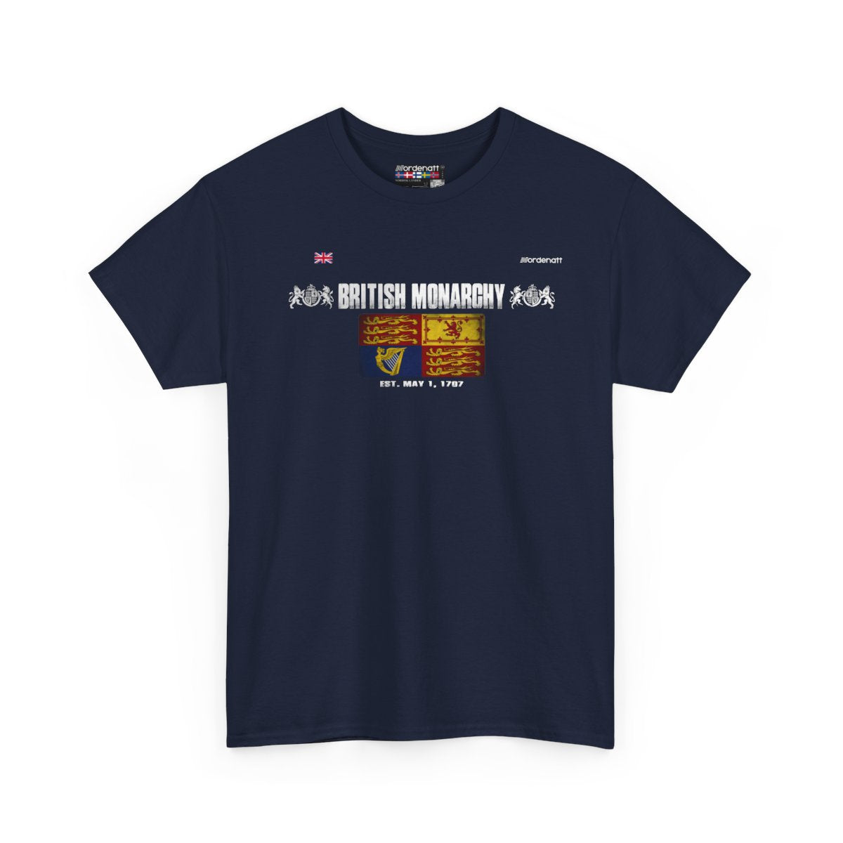British Monarchy flag t-shirt in Navy — premium cotton, Nordenatt