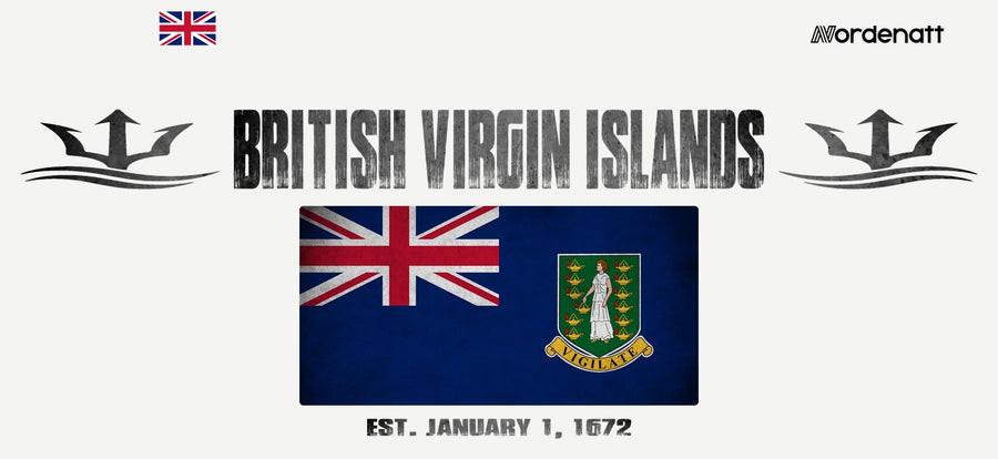 British Virgin Islands design preview: flag, date and emblem inspiration printed on light t-shirts (Nordenatt)