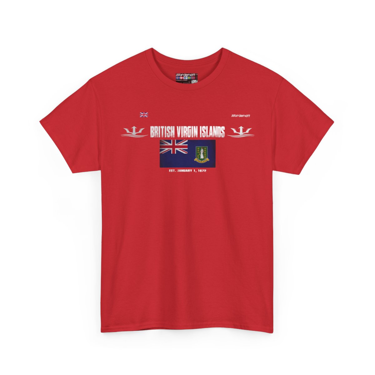 British Virgin Islands flag t-shirt in Red — premium cotton, Nordenatt