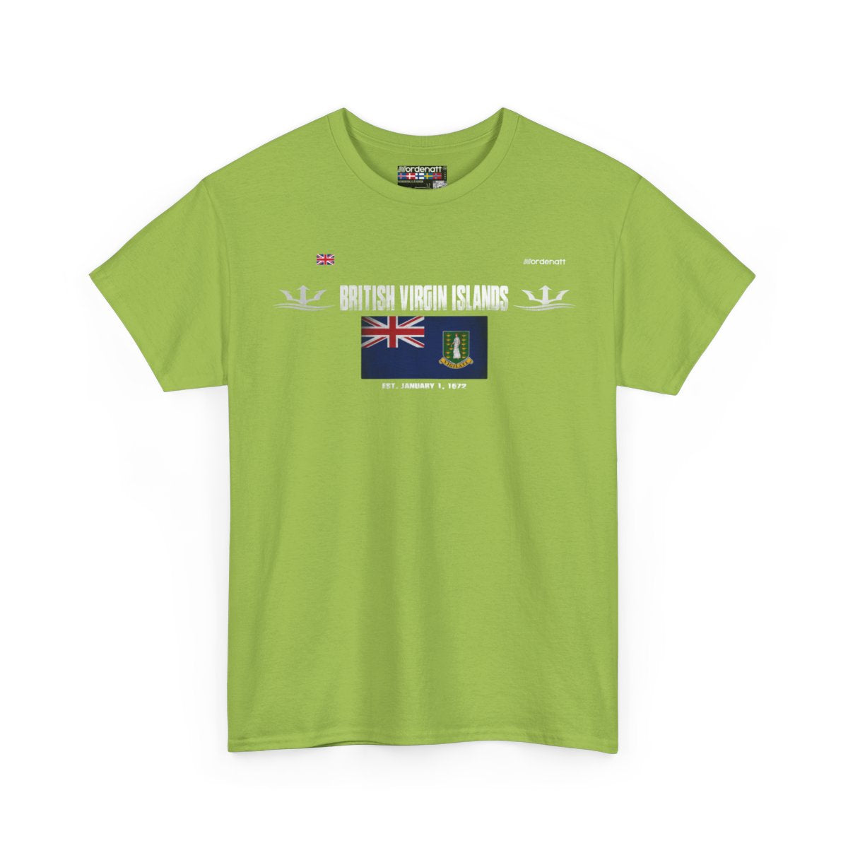 British Virgin Islands flag t-shirt in Kiwi — premium cotton, Nordenatt