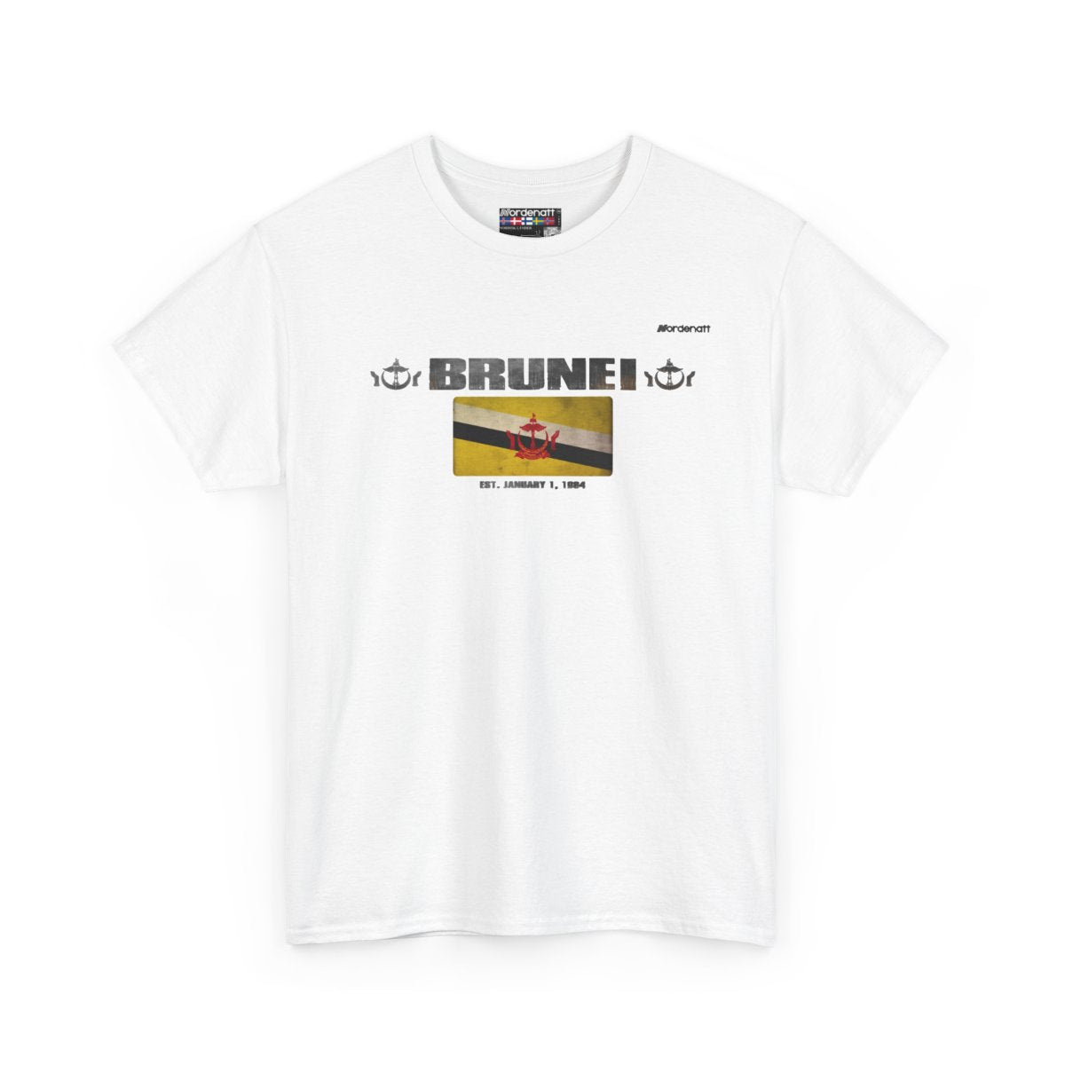 Brunei flag t-shirt in White — premium cotton, Nordenatt