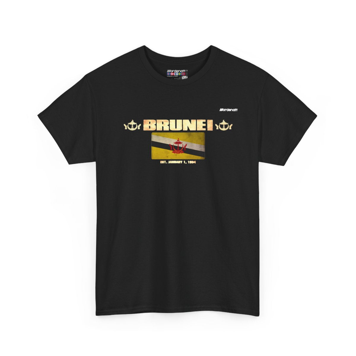 Brunei flag t-shirt in Black — premium cotton, Nordenatt