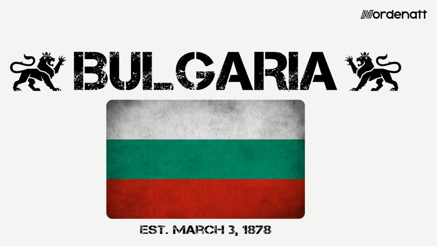 Bulgaria design preview: flag, date and emblem inspiration printed on light t-shirts (Nordenatt)