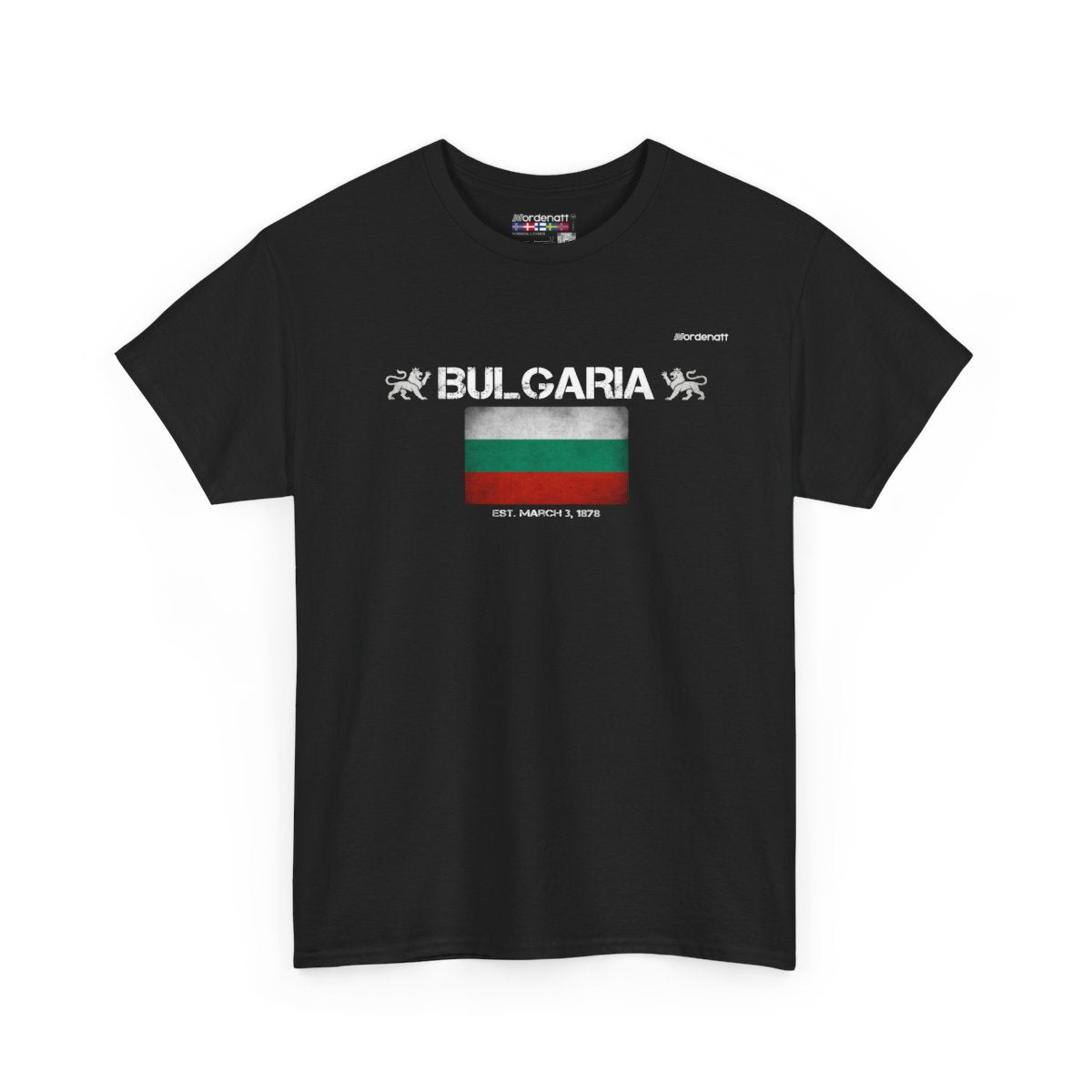 Bulgaria flag t-shirt in Black — premium cotton, Nordenatt
