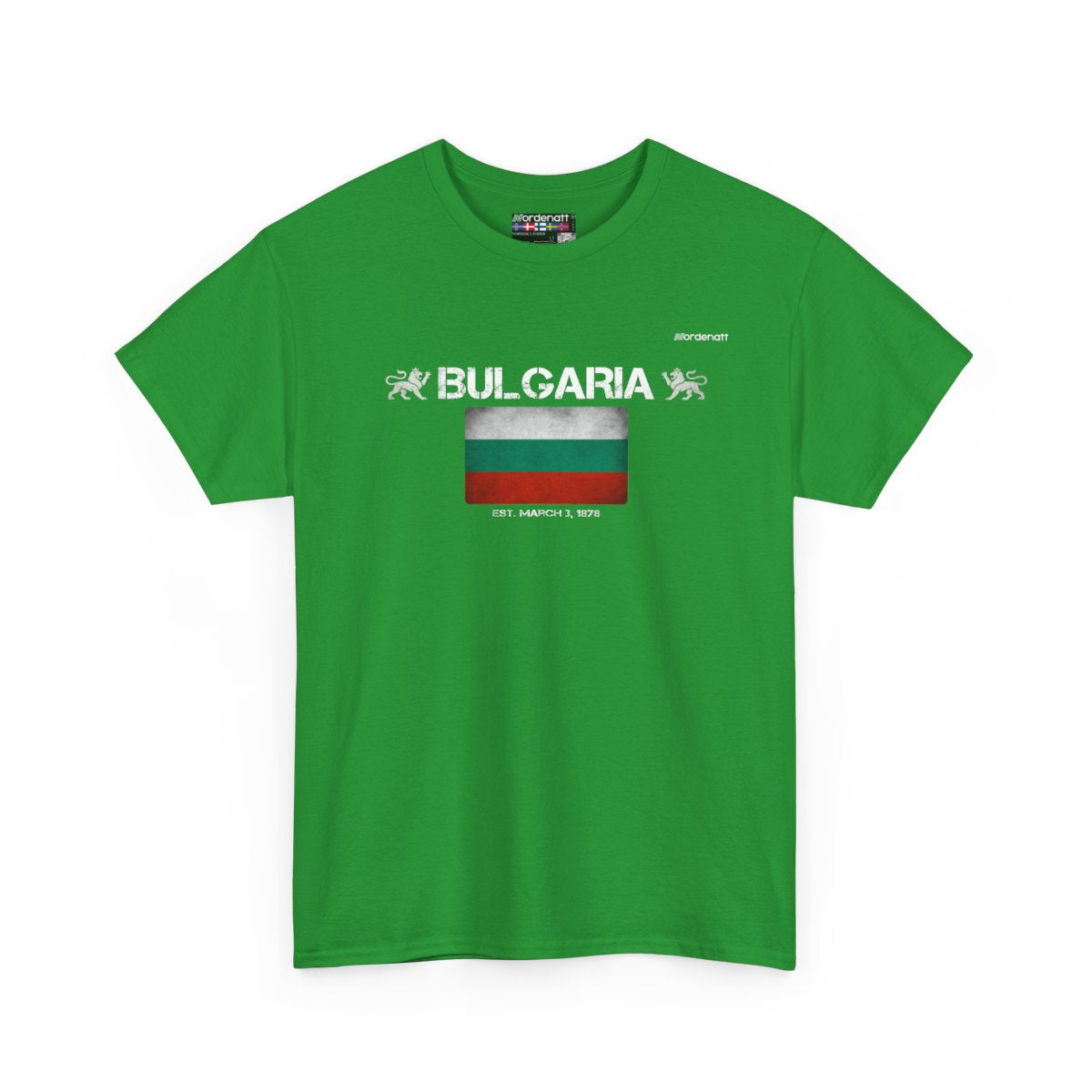 Bulgaria flag t-shirt in Irish Green — premium cotton, Nordenatt