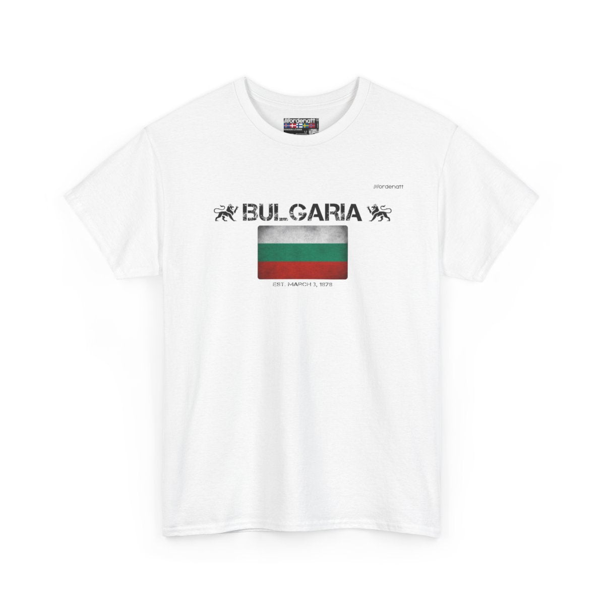 Bulgaria flag t-shirt in White — premium cotton, Nordenatt
