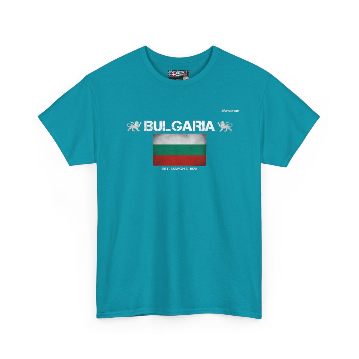 Bulgaria flag t-shirt in Tropical Blue — premium cotton, Nordenatt
