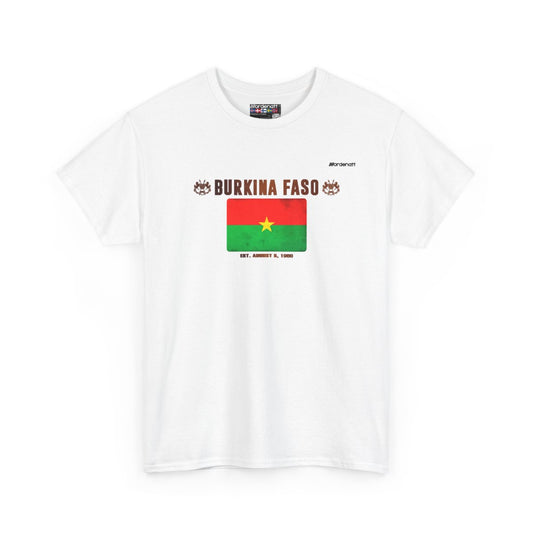 Burkina Faso flag t-shirt in White — premium cotton, Nordenatt