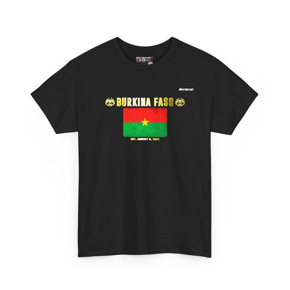 Burkina Faso flag t-shirt in Black — premium cotton, Nordenatt