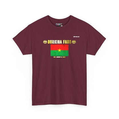 Burkina Faso flag t-shirt in Maroon — premium cotton, Nordenatt