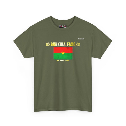Burkina Faso flag t-shirt in Military Green — premium cotton, Nordenatt