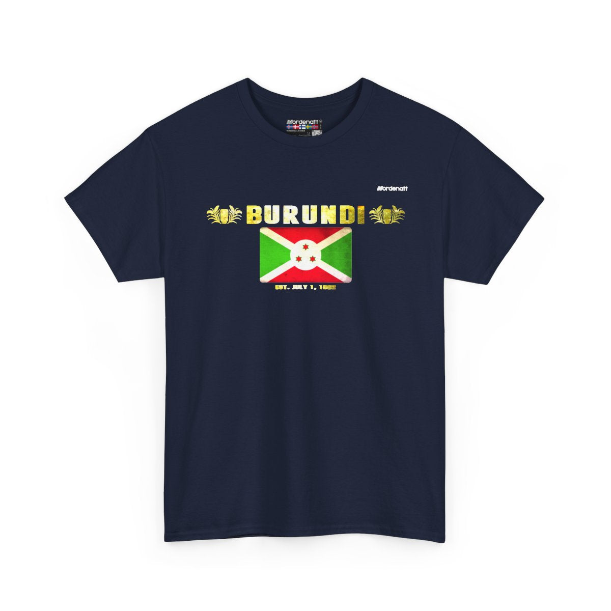 Burundi flag t-shirt in Navy — premium cotton, Nordenatt