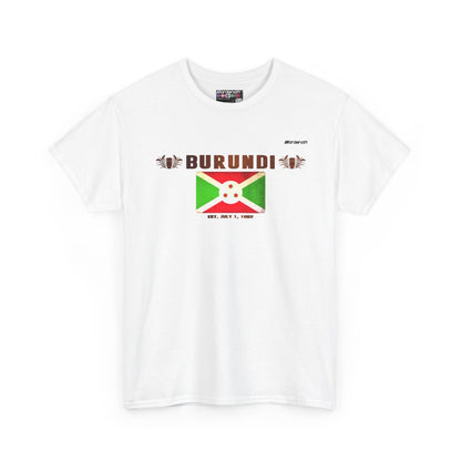 Burundi flag t-shirt in White — premium cotton, Nordenatt