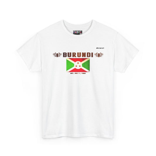 Burundi flag t-shirt in White — premium cotton, Nordenatt