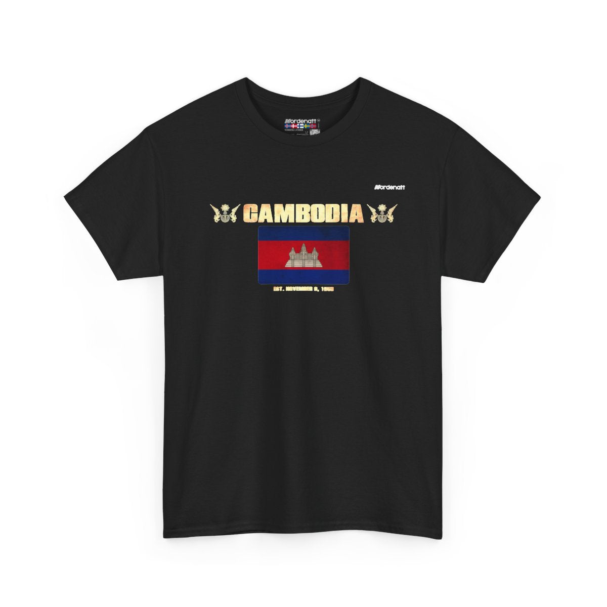 Cambodia flag t-shirt in Black — premium cotton, Nordenatt