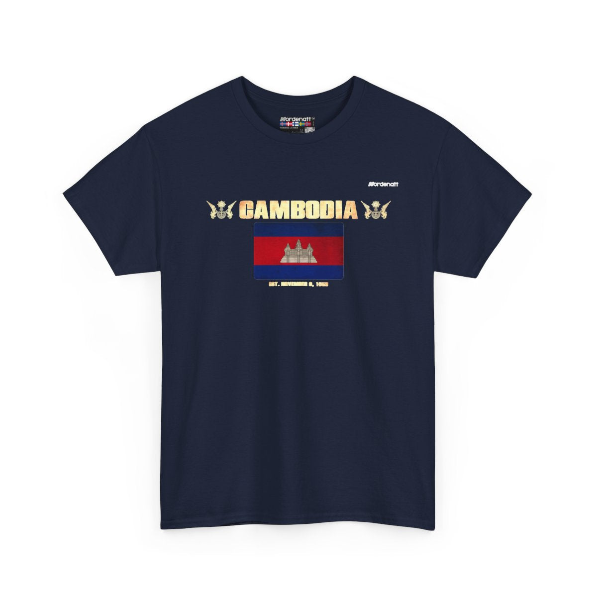 Cambodia flag t-shirt in Navy — premium cotton, Nordenatt