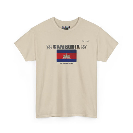 Cambodia flag t-shirt in Sand — premium cotton, Nordenatt