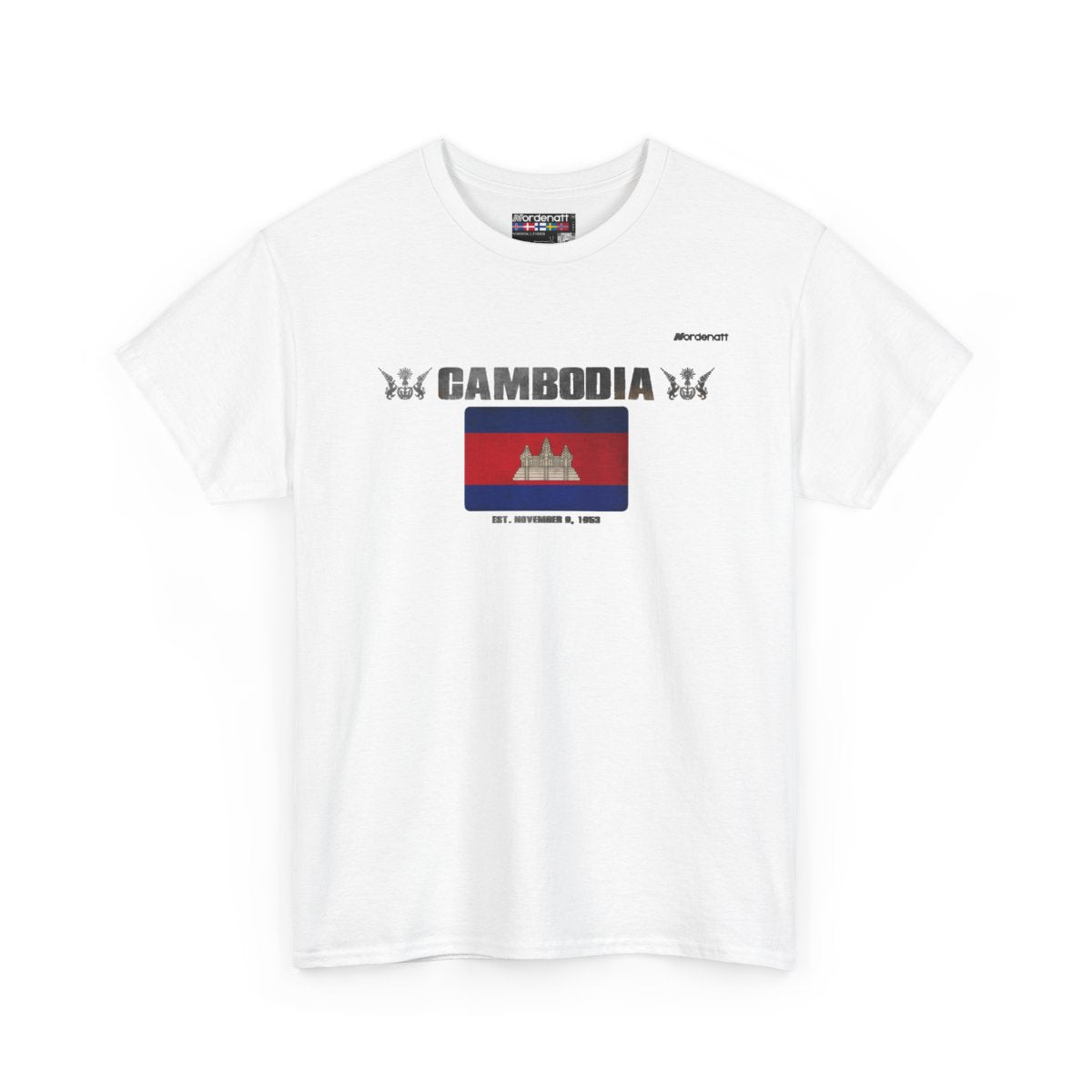 Cambodia flag t-shirt in White — premium cotton, Nordenatt
