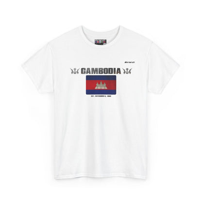 Cambodia flag t-shirt in White — premium cotton, Nordenatt