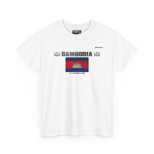 Cambodia flag t-shirt in White — premium cotton, Nordenatt