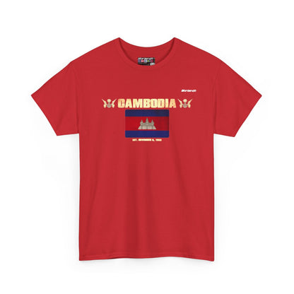 Cambodia flag t-shirt in Red — premium cotton, Nordenatt