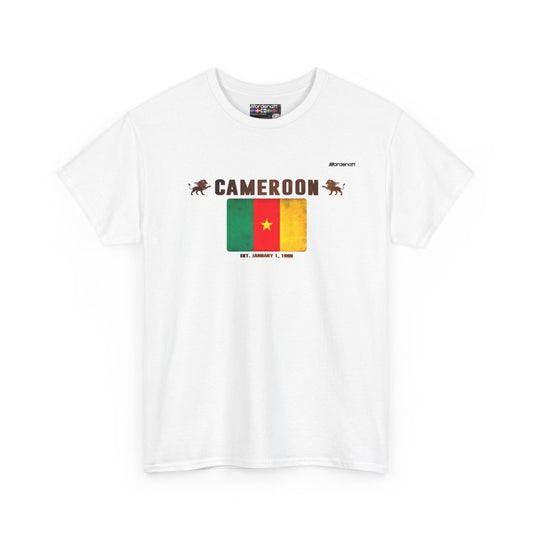 Cameroon flag t-shirt in White — premium cotton, Nordenatt