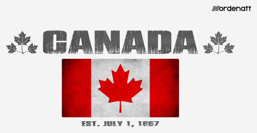 Canada design preview: flag, date and emblem inspiration printed on light t-shirts (Nordenatt)