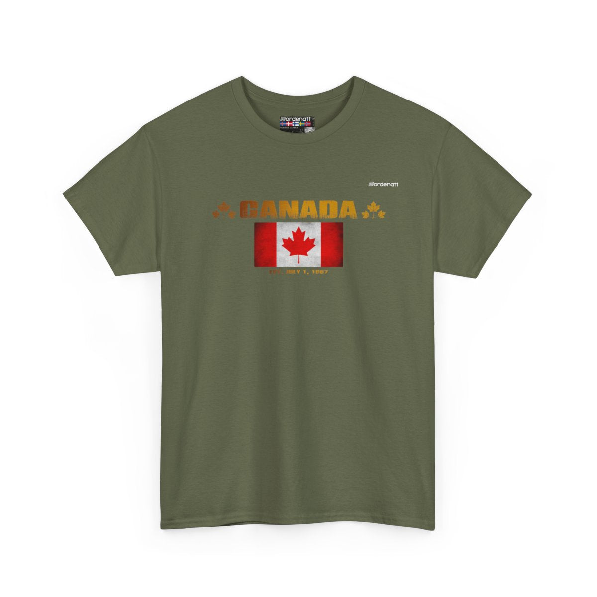 Canada flag t-shirt in Military Green — premium cotton, Nordenatt