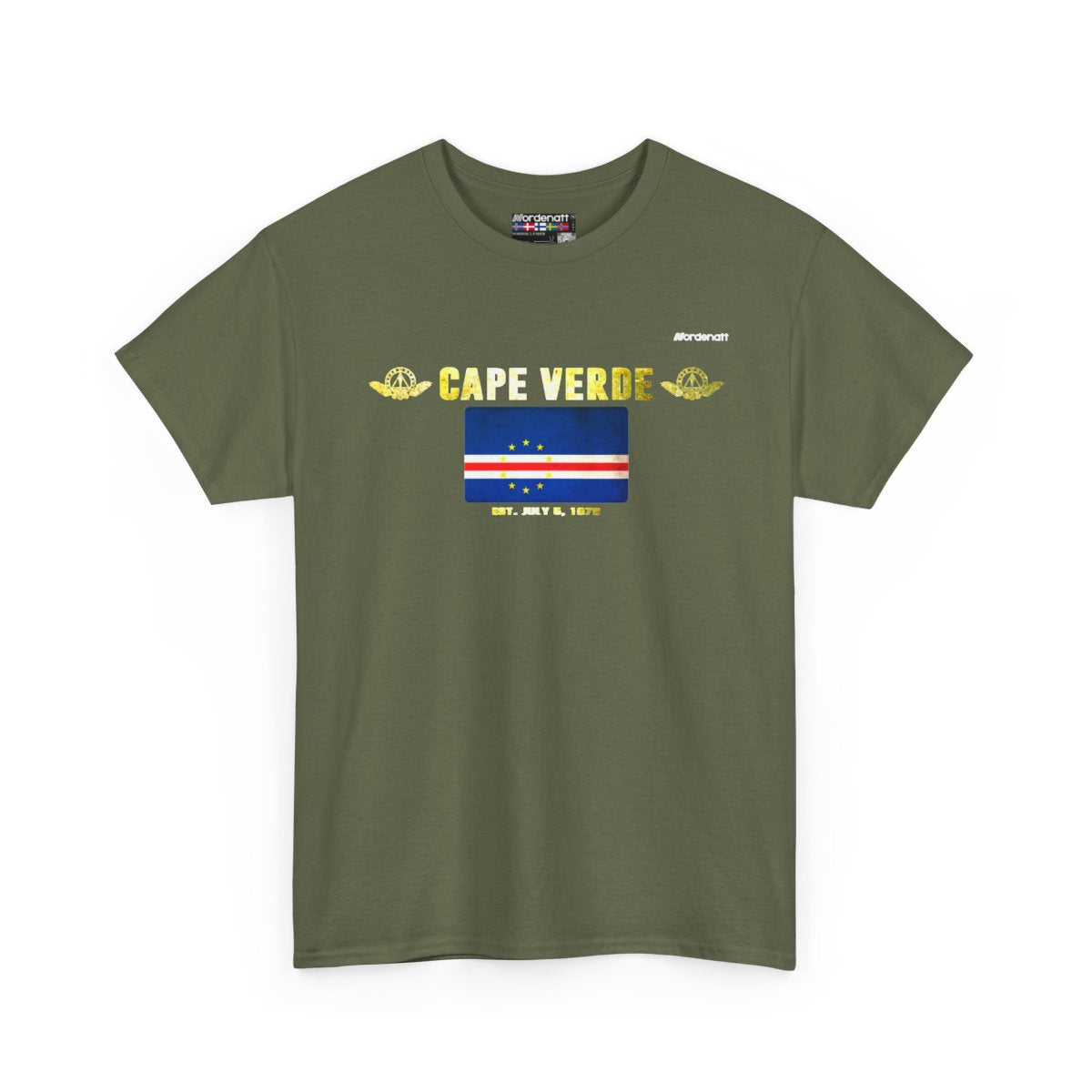Cape Verde flag t-shirt in Military Green — premium cotton, Nordenatt