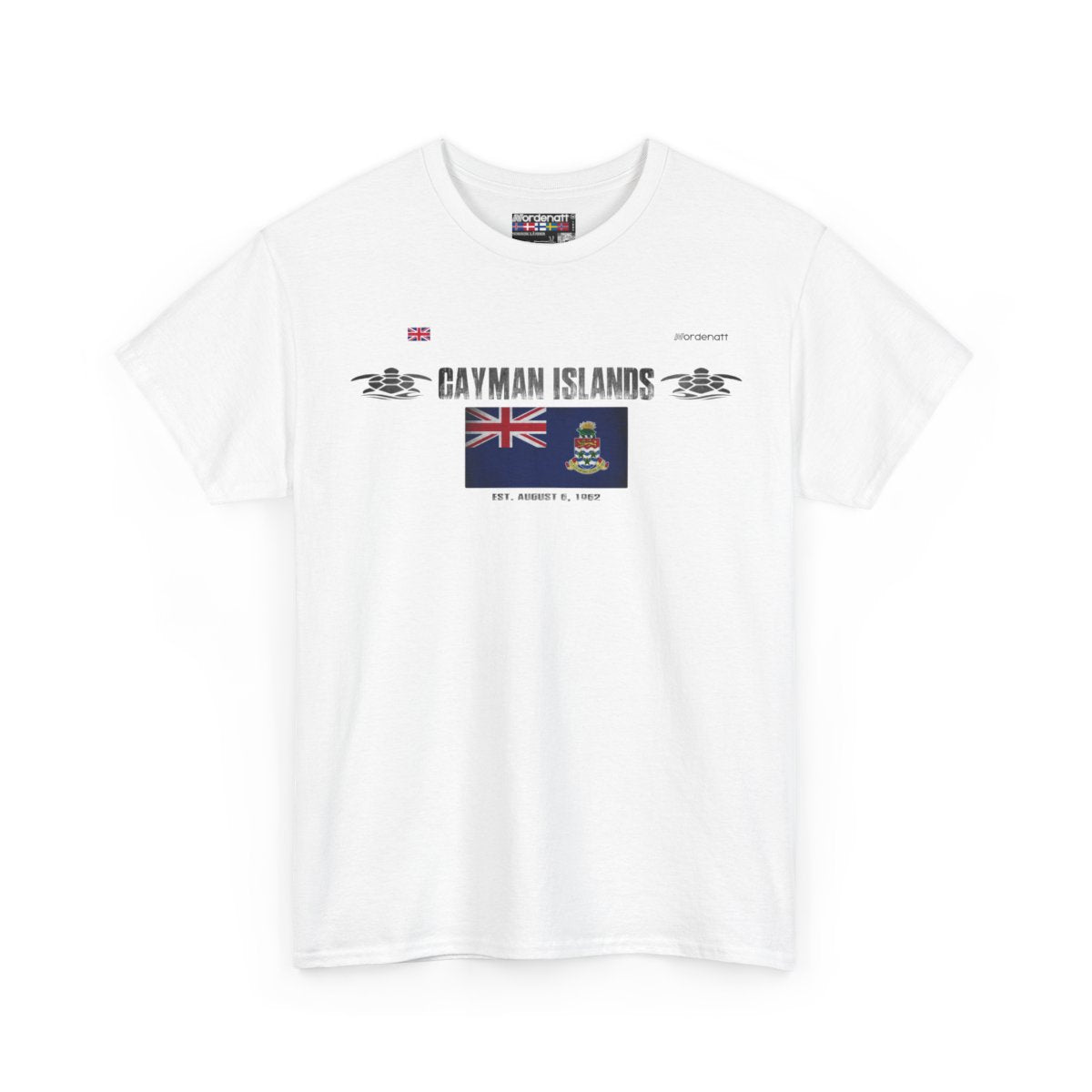Cayman Islands flag t-shirt in White — premium cotton, Nordenatt