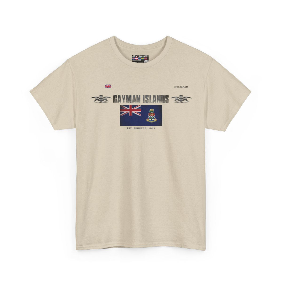 Cayman Islands flag t-shirt in Sand — premium cotton, Nordenatt