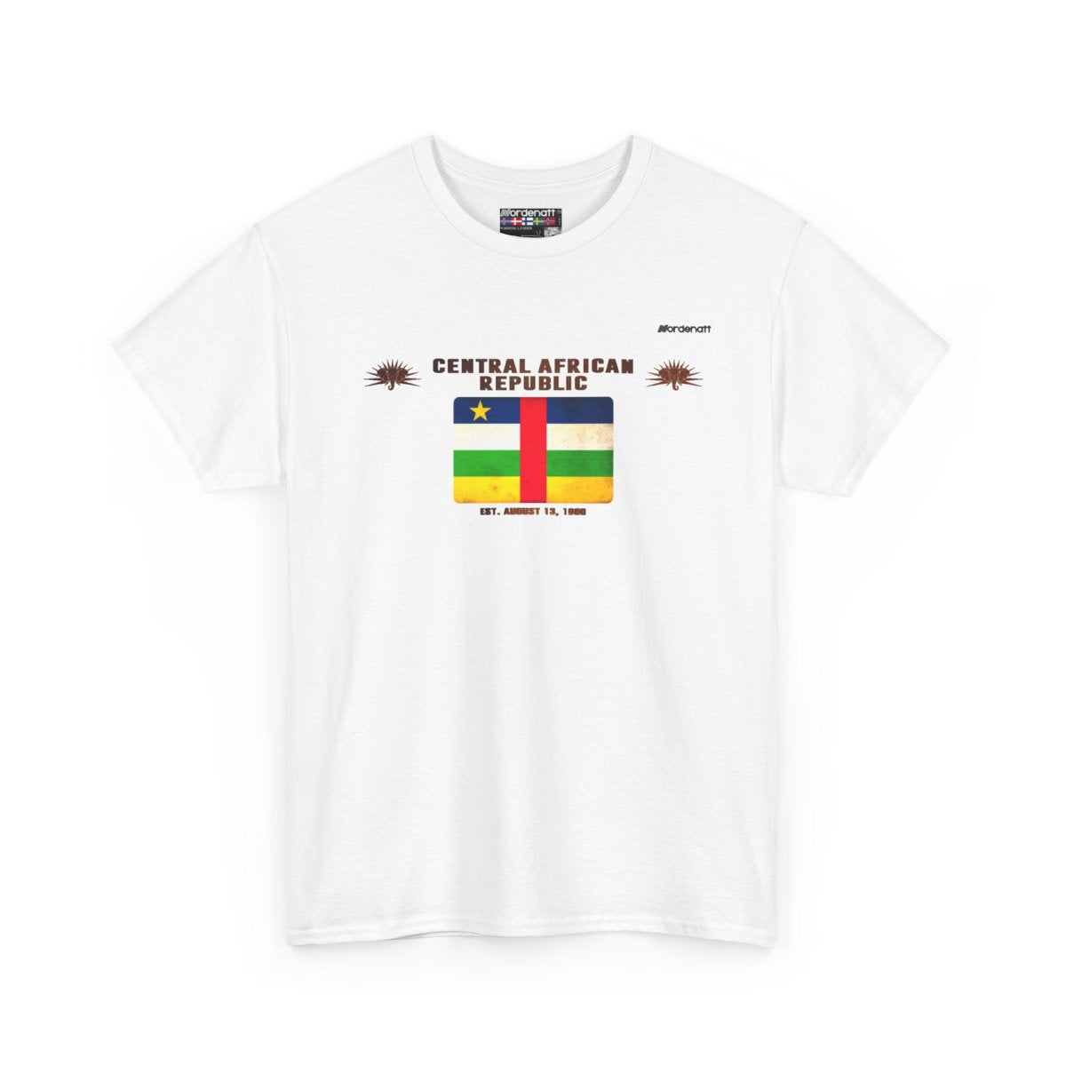 Central African Republic flag t-shirt in White — premium cotton, Nordenatt