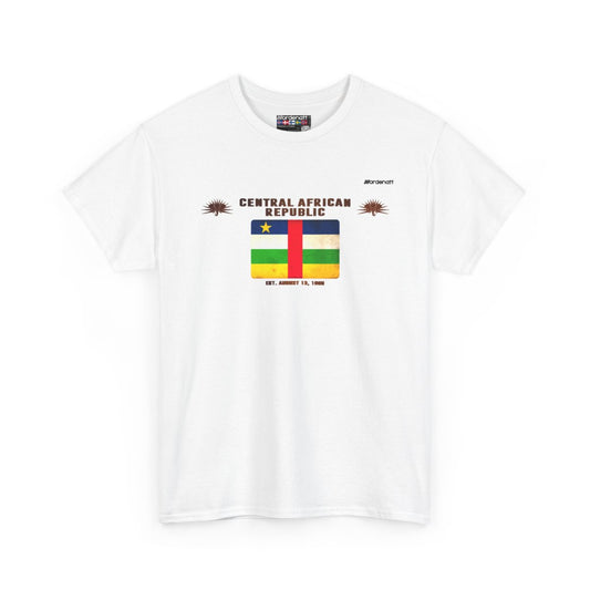 Central African Republic flag t-shirt in White — premium cotton, Nordenatt