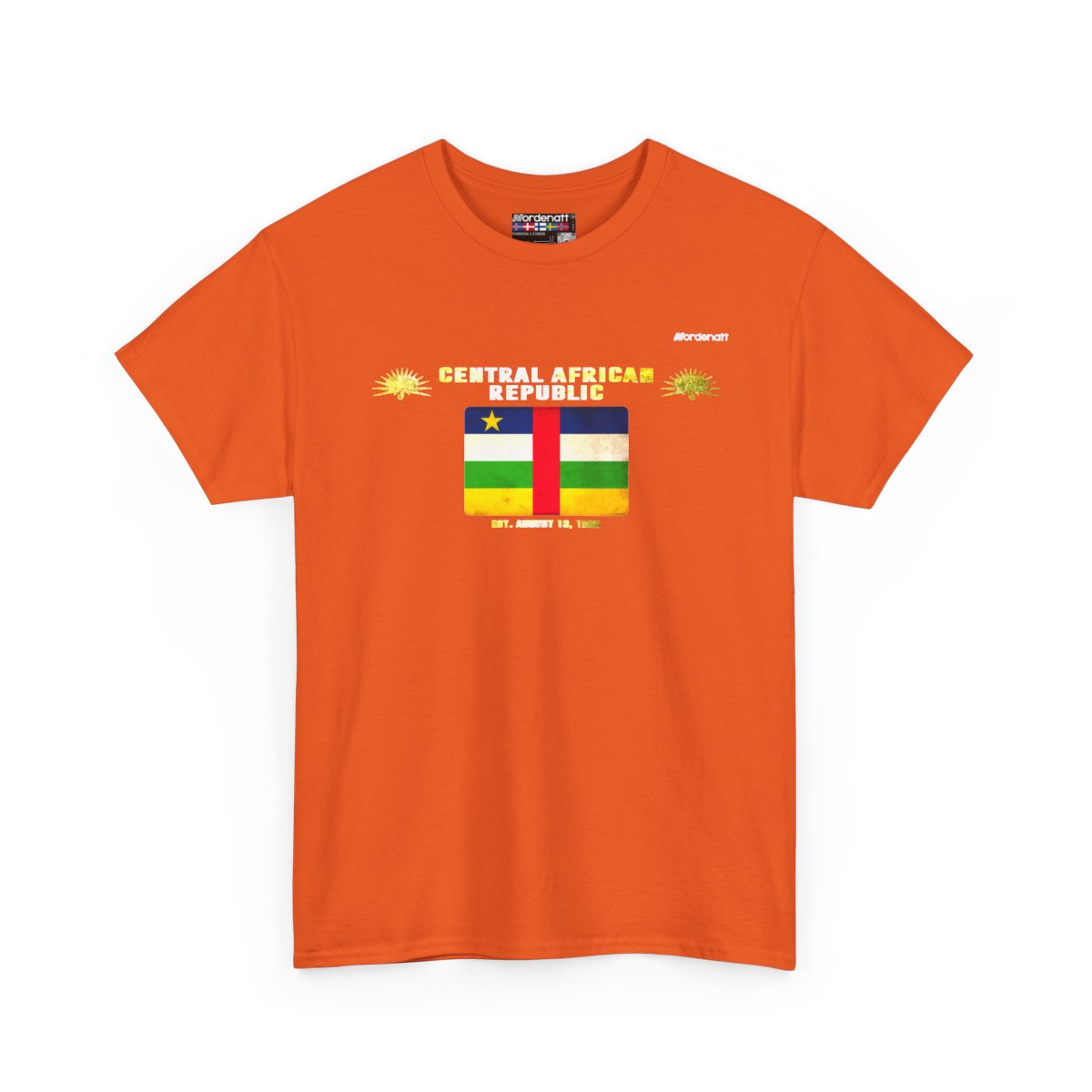 Central African Republic flag t-shirt in Orange — premium cotton, Nordenatt