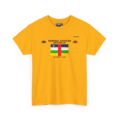 Central African Republic flag t-shirt in Gold — premium cotton, Nordenatt