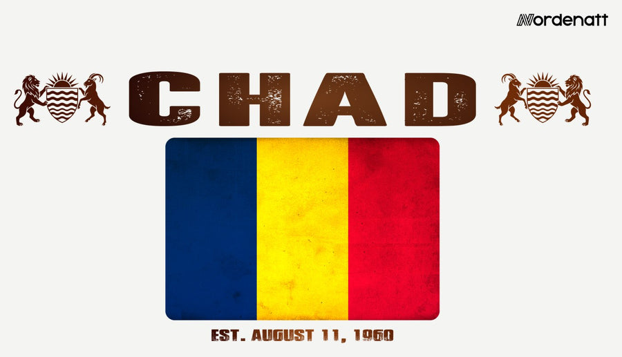 Chad design preview: flag, date and emblem inspiration printed on light t-shirts (Nordenatt)