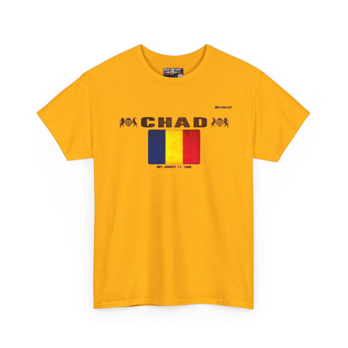 Chad flag t-shirt in Gold — premium cotton, Nordenatt