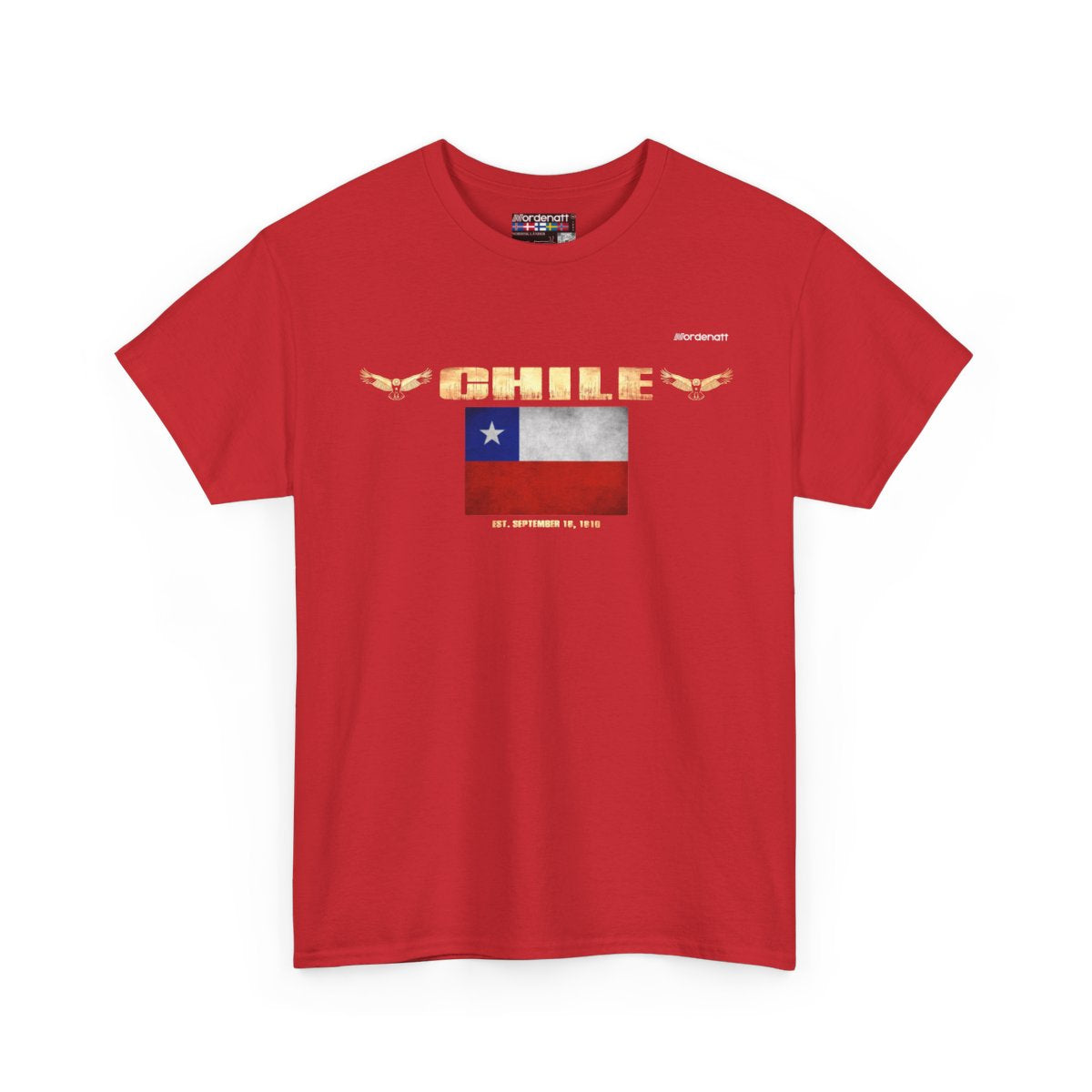 Chile flag t-shirt in Red — premium cotton, Nordenatt