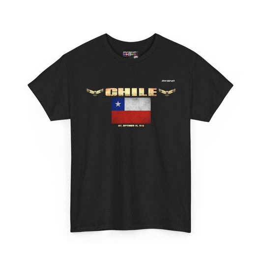 Chile flag t-shirt in Black — premium cotton, Nordenatt