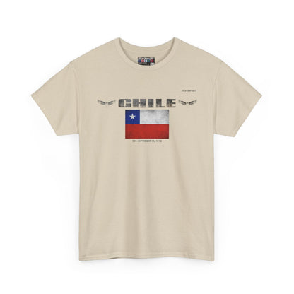 Chile flag t-shirt in Sand — premium cotton, Nordenatt