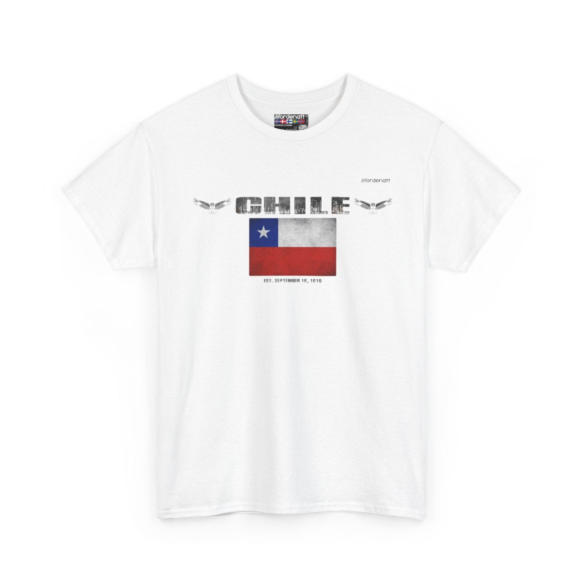 Chile flag t-shirt in White — premium cotton, Nordenatt
