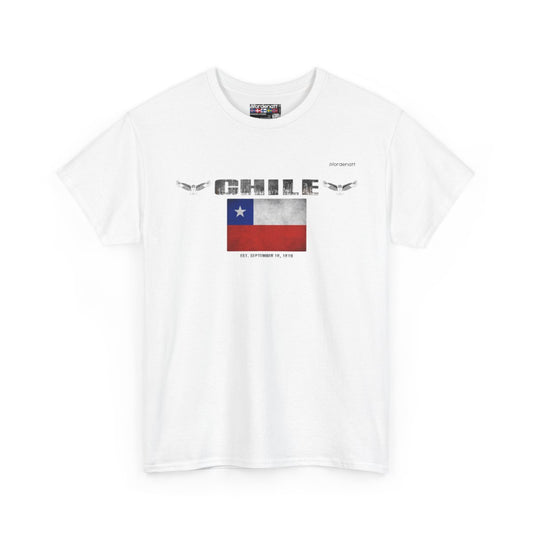 Chile flag t-shirt in White — premium cotton, Nordenatt