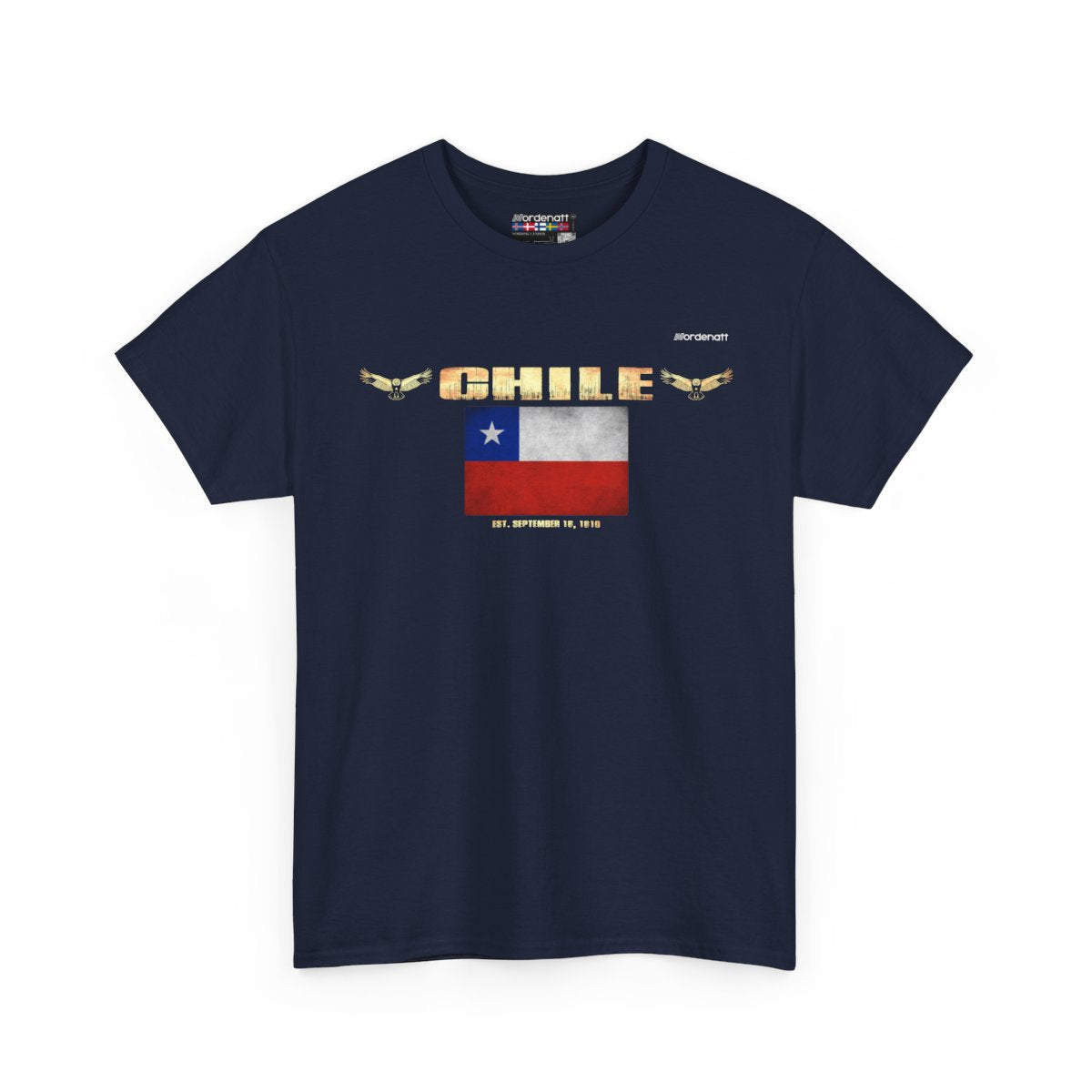 Chile flag t-shirt in Navy — premium cotton, Nordenatt