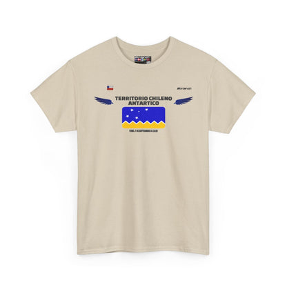 Chilean Antarctic Territory flag t-shirt in Sand — premium cotton, Nordenatt