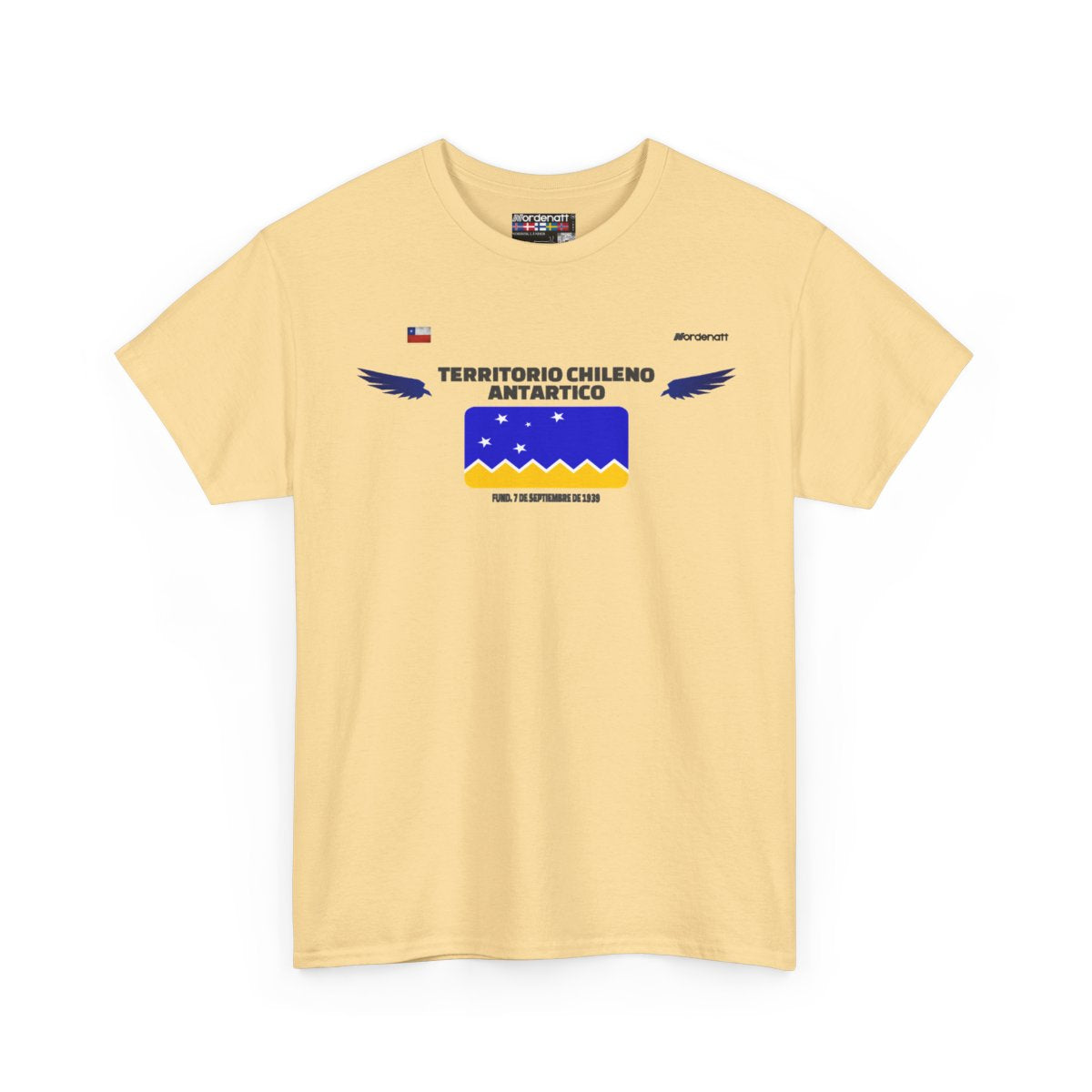 Chilean Antarctic Territory flag t-shirt in Yellow Haze — premium cotton, Nordenatt
